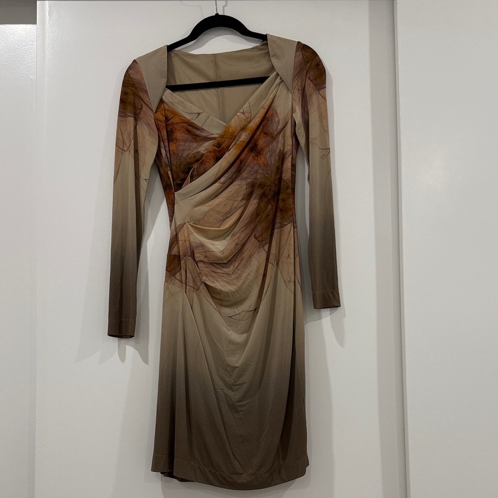 Byblos Asymmetrical Brown and Tan Dress
